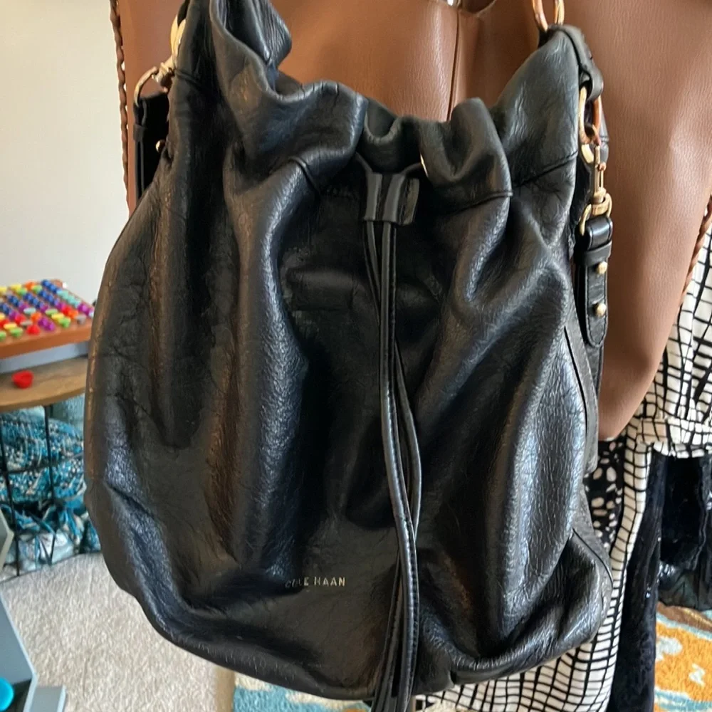 Cole Haan Stage Door black leather small studio satchel